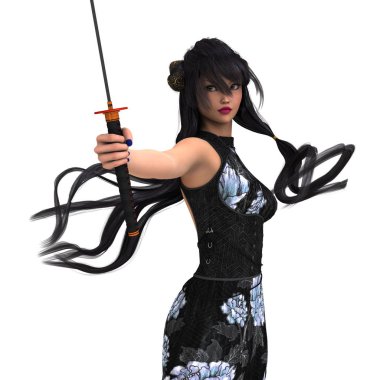 kadın bir eskrimci 3d cg render