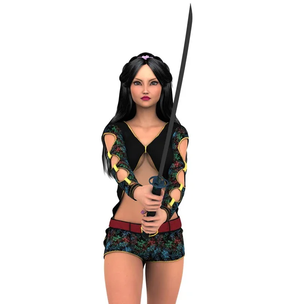 3D CG renderização de uma esgrima feminina — Fotografia de Stock