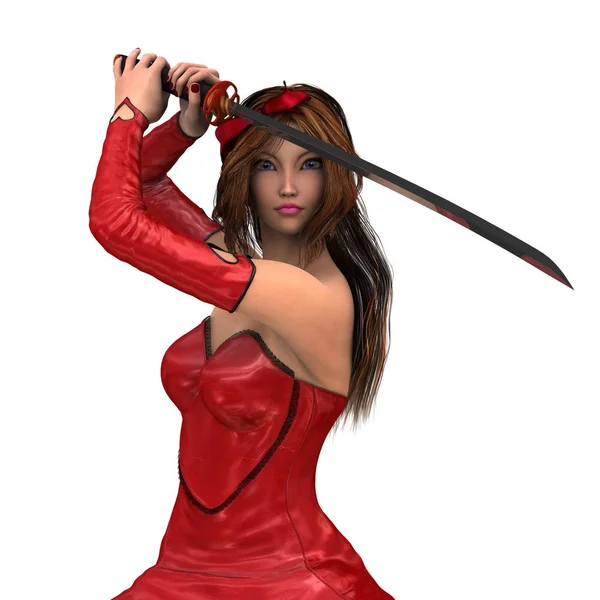 Render CG 3D dari fencer perempuan — Stok Foto