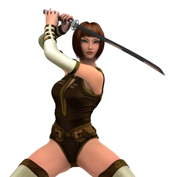 3D CG rendering of a female fencer — Stock Photo, Image
