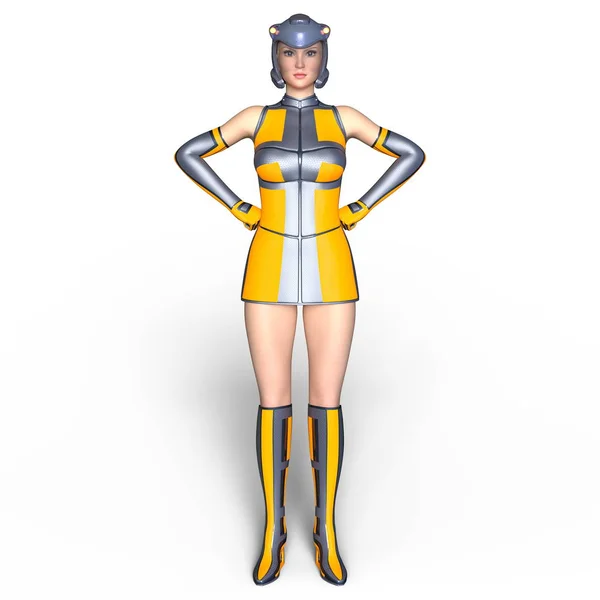 3D cg-rendering av en super kvinna — Stockfoto
