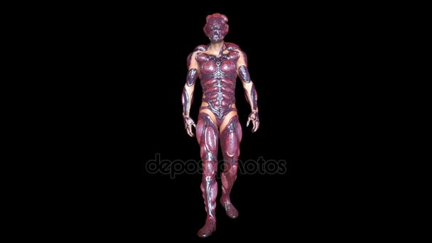 3D CG rendering of a walking mutant man — Stock Video