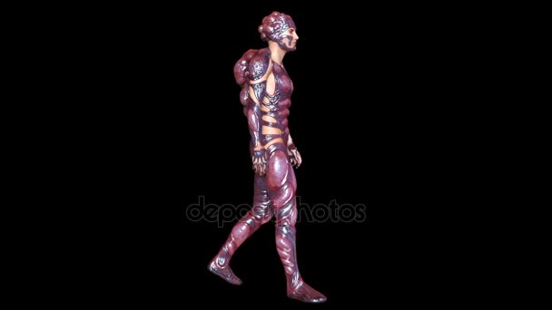 3D CG representación de un hombre mutante caminando — Vídeos de Stock