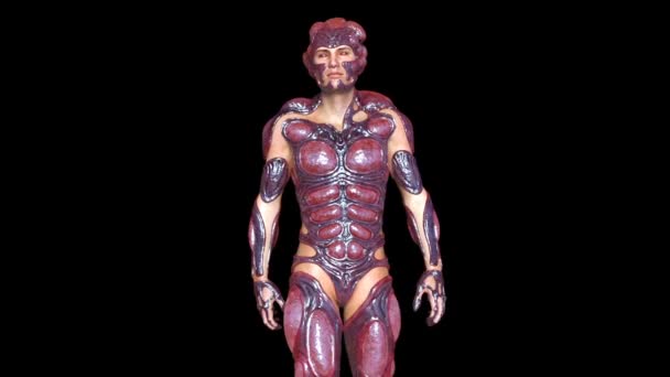 3D cg-rendering av en vandrande mutant man — Stockvideo