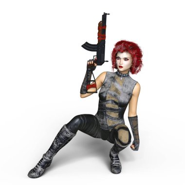 bir kadın savaşçı 3d cg render