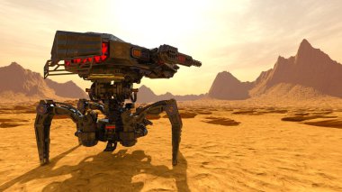 bir savaş robotu 3d cg render