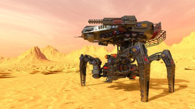 bir savaş robotu 3d cg render