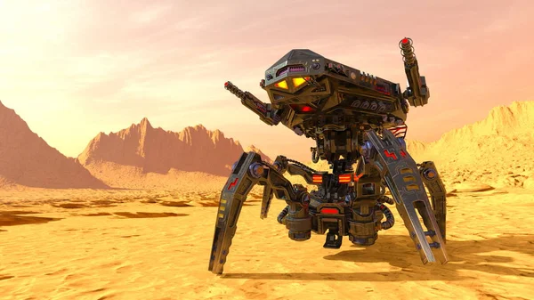 3D CG renderização de um robô de batalha — Fotografia de Stock