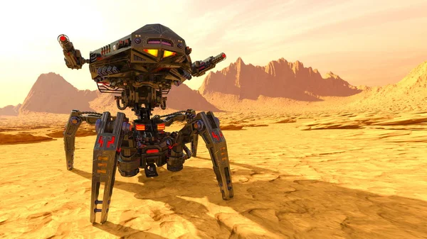 3D cg-rendering av en strid robot — Stockfoto