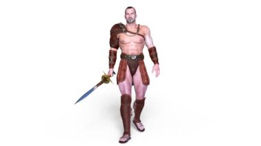 3d cg işleme yürüyen bir gladyatör