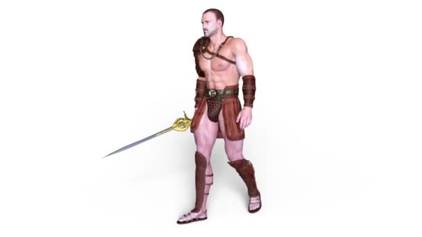 3D-cg-Darstellung eines wandelnden Gladiators — Stockvideo