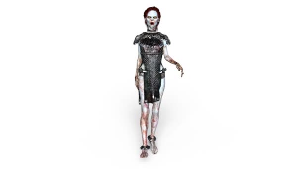 3D CG rendering of a walking female zombie. — Stock Video