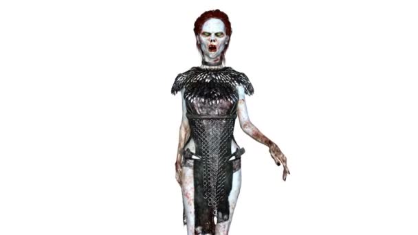 3D CG rendering of a walking female zombie. — Stock Video