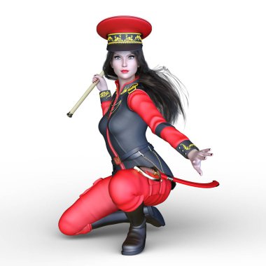 3d cg render bir kadın asker