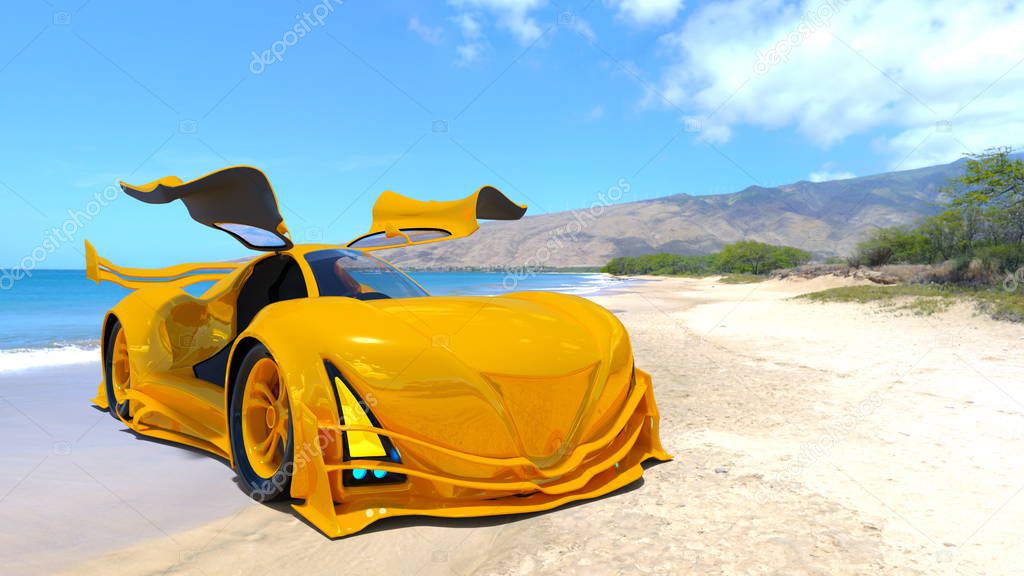 3D CG rendering of a sports car