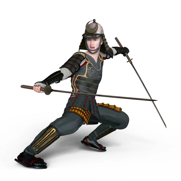 3D-cg-Darstellung eines Samurai-Kriegers — Stockfoto