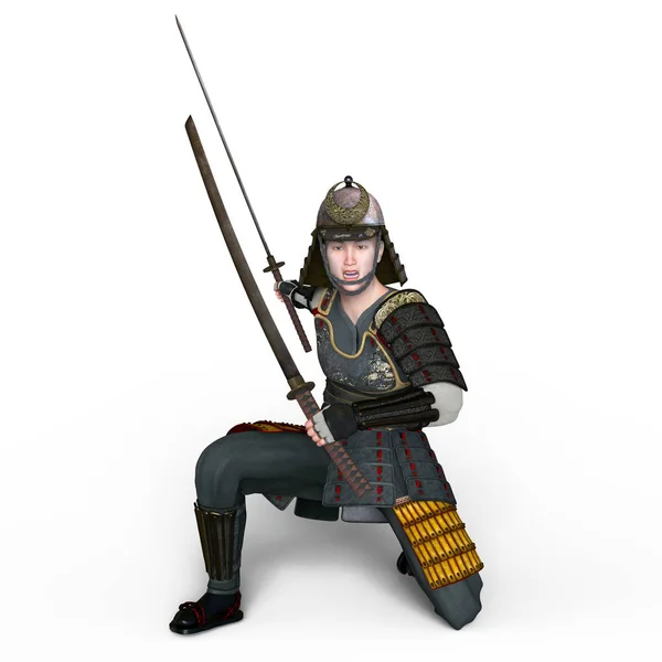 Vykreslování 3D cg samuraj bojovník — Stock fotografie