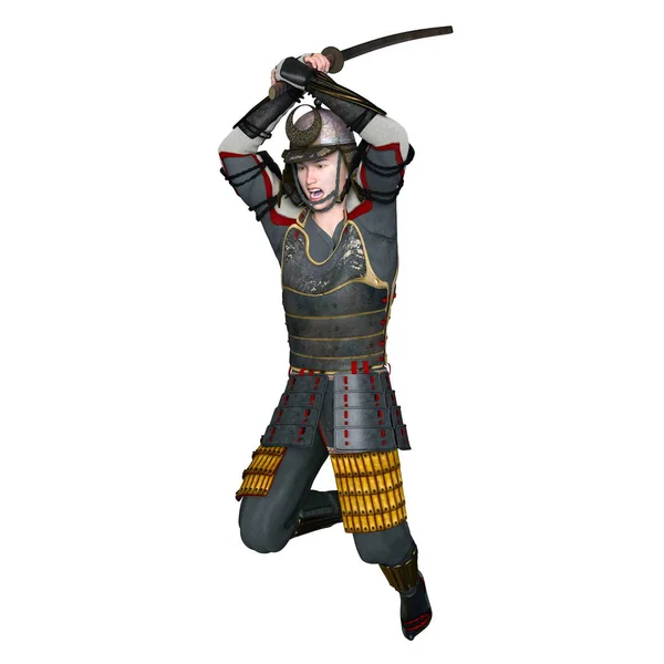 Vykreslování 3D cg samuraj bojovník — Stock fotografie