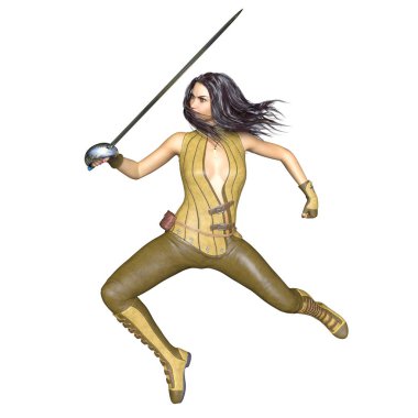 kadın bir eskrimci 3d cg render