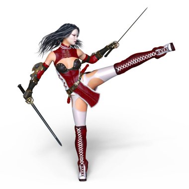 kadın bir eskrimci 3d cg render