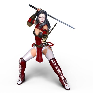 kadın bir eskrimci 3d cg render