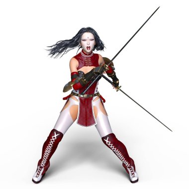 kadın bir eskrimci 3d cg render