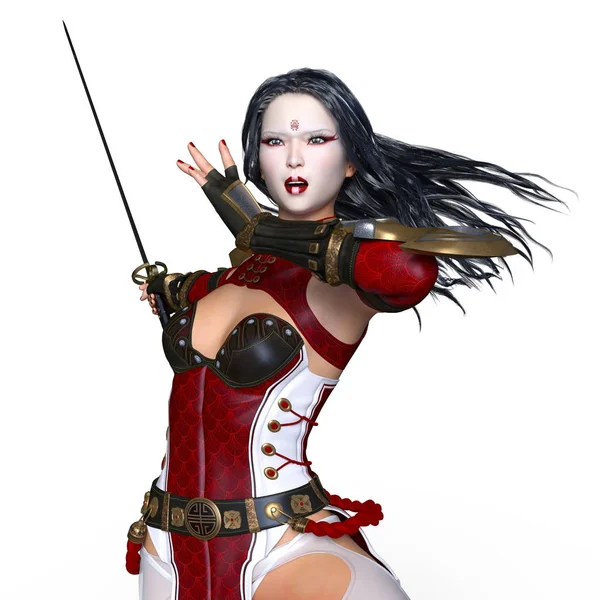 Representación 3D CG de una esgrima femenina — Foto de Stock