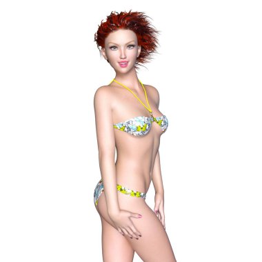 bir bikini kadının 3d cg işleme