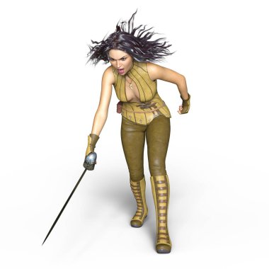 kadın bir eskrimci 3d cg render