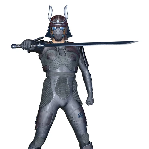3D-cg-Darstellung eines Samurai-Kriegers — Stockfoto