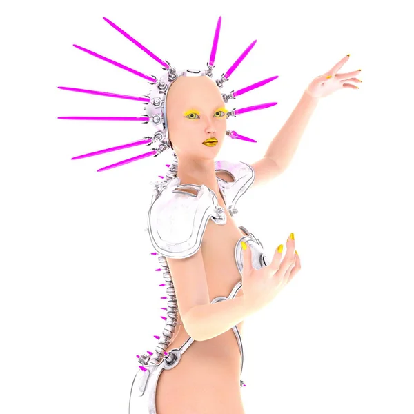 Απόδοσης 3D cg του ένα θηλυκό android — Φωτογραφία Αρχείου
