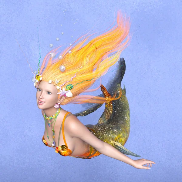 3D CG renderização de uma sereia — Fotografia de Stock