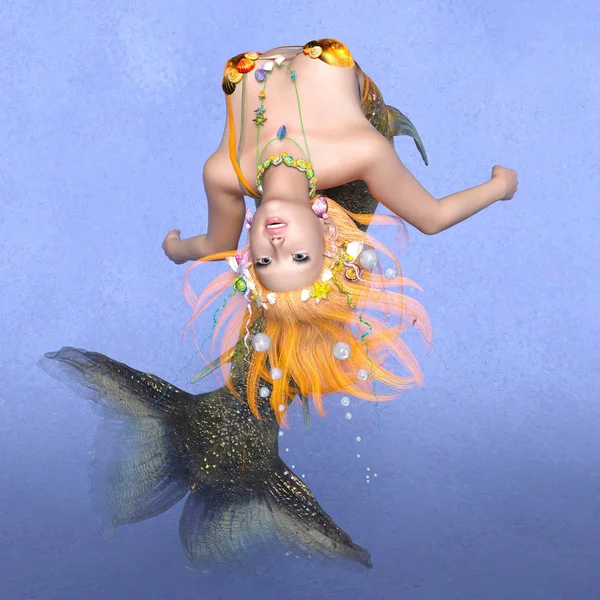 3d cg 渲染的美人鱼 — 图库照片