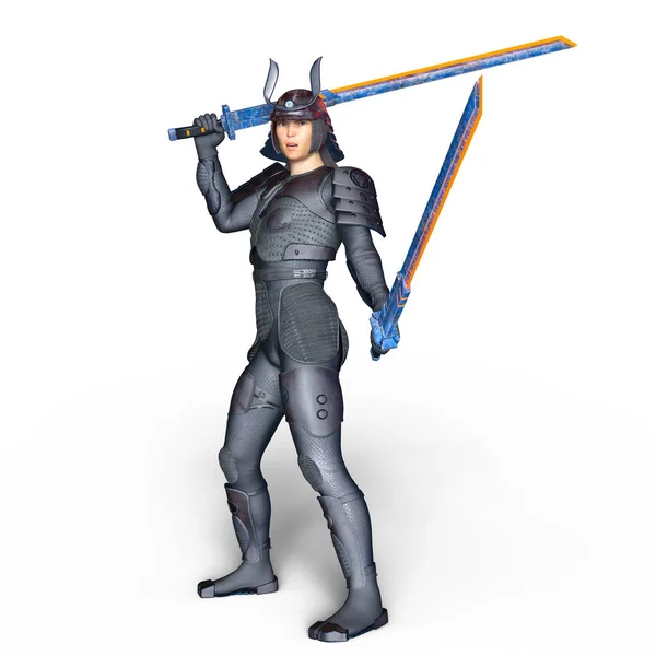 3D CG renderização de um guerreiro samurai — Fotografia de Stock