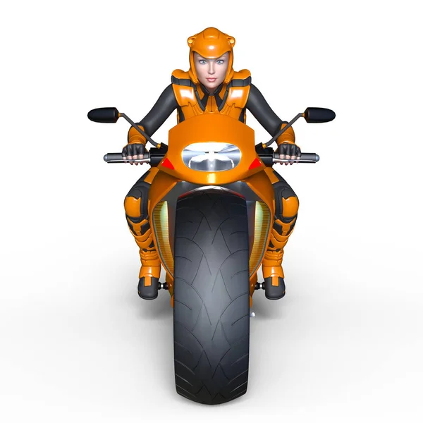 スーパーの女性ライダーの 3 d cg のレンダリング — ストック写真