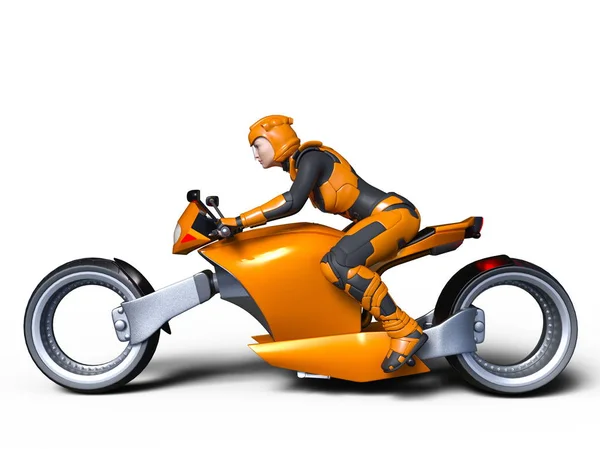 3D CG rendering of a super woman rider — Stock Photo, Image
