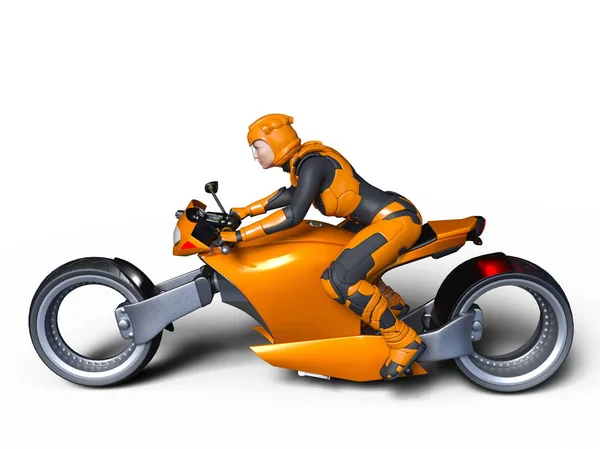 3D CG rendering of a super woman rider — Stock Photo, Image