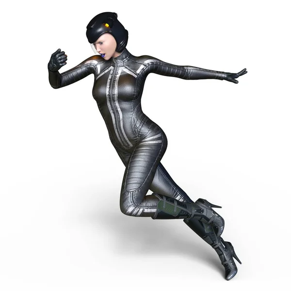3D cg-rendering av en super kvinna — Stockfoto