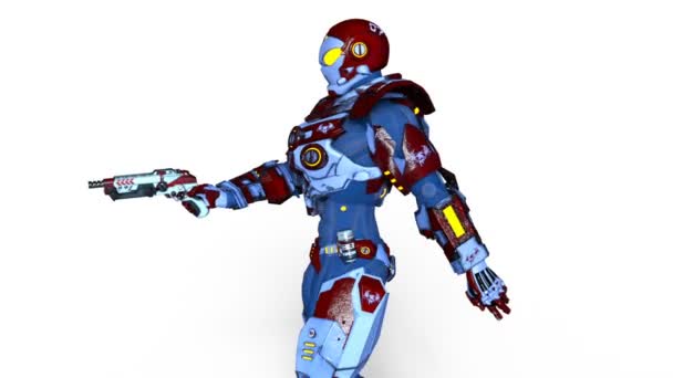 3D cg-rendering av en vandrande robot — Stockvideo