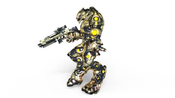 3D CG representación de un robot de batalla caminando — Vídeos de Stock