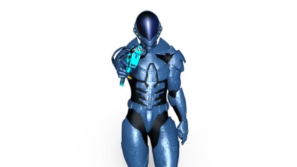 3D CG rendering of a walking cyborg — Stock Video