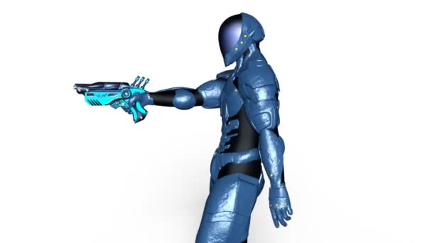 3D cg-rendering av en vandrande cyborg — Stockvideo