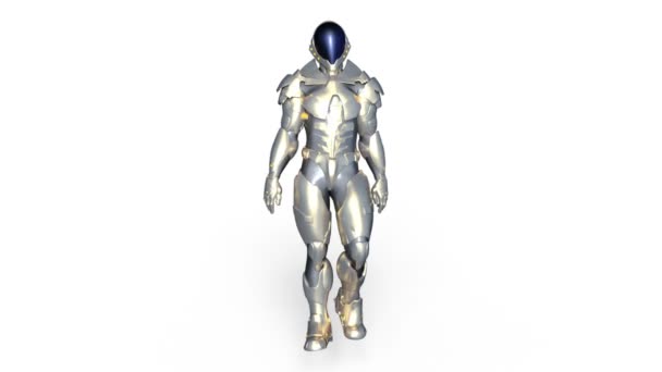 Rendering 3D CG di un cyborg ambulante — Video Stock