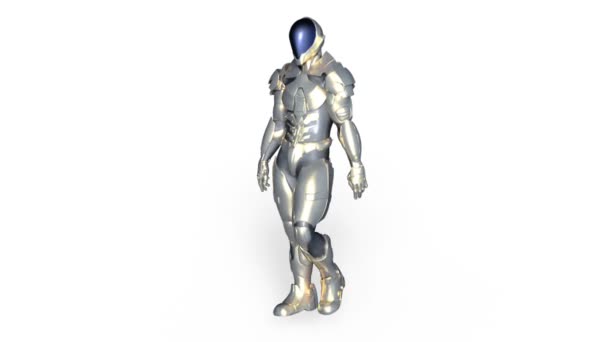 3D vykreslování cg chodící cyborg — Stock video