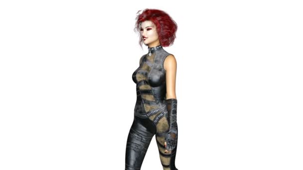3D CG renderização de uma guerreira feminina ambulante — Vídeo de Stock