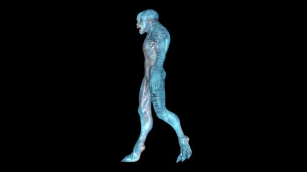 3D-cg-Darstellung eines wandelnden Monsters — Stockvideo