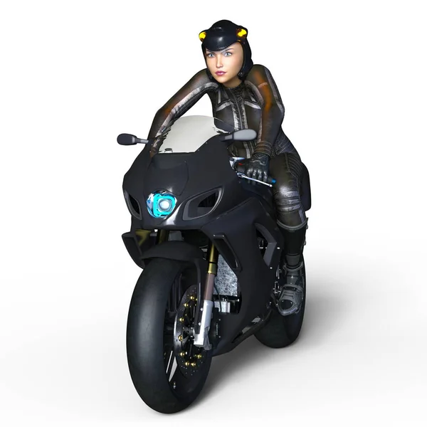 3D cg Darstellung einer super Reiterin — Stockfoto