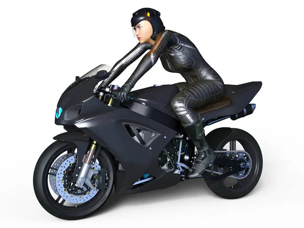 3D CG візуалізація супер жінки вершника — стокове фото