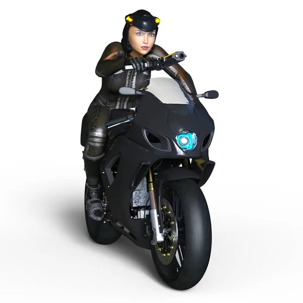 スーパーの女性ライダーの 3 d cg のレンダリング — ストック写真