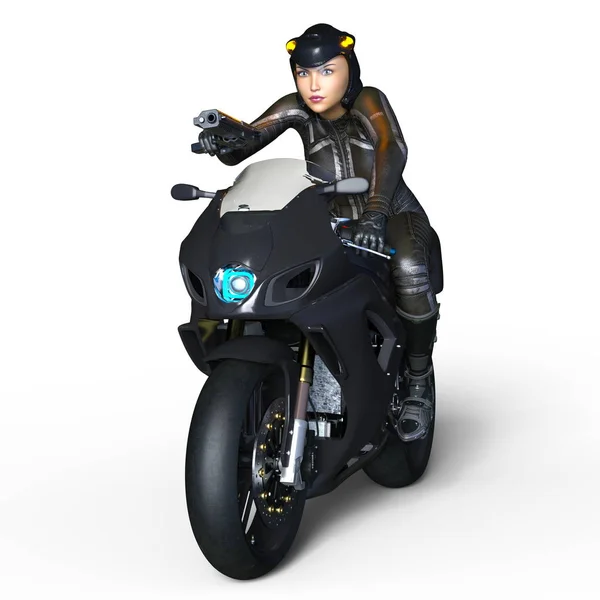 3D vykreslování cg super žena Rider — Stock fotografie